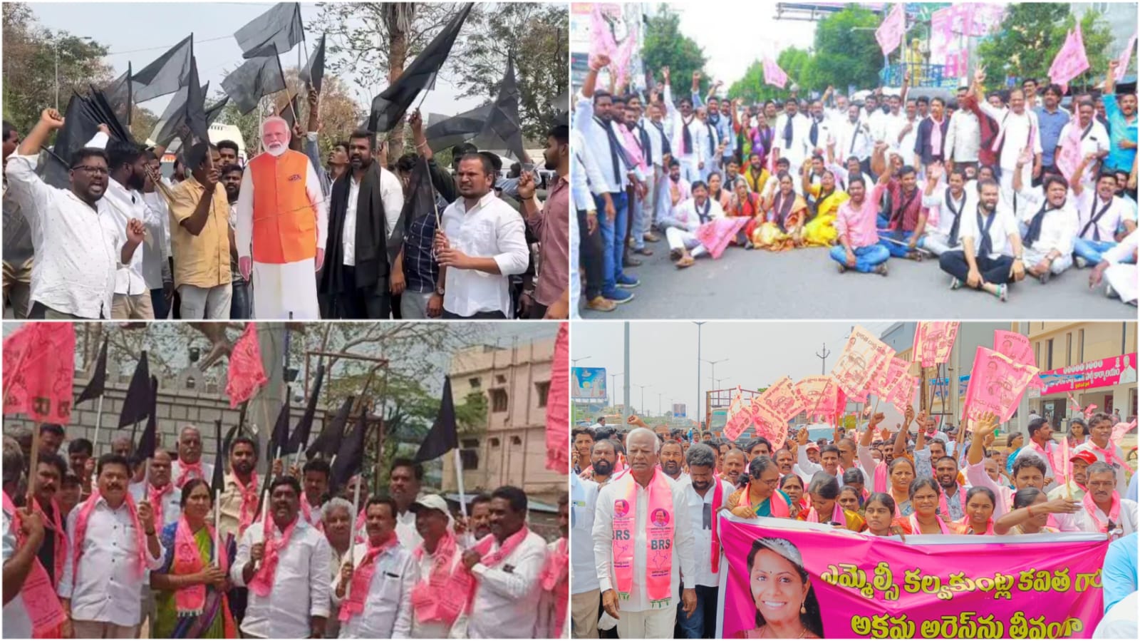 Protests Erupted Across Telangana Condemning MLC Kavitha’s Arrest ...